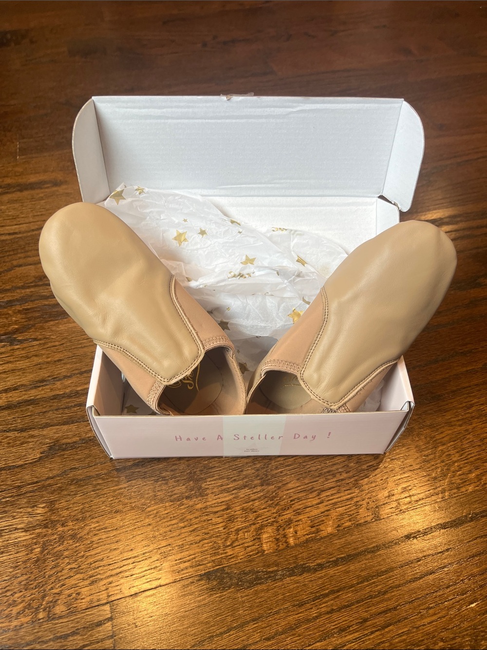 Girls Jazz Shoes - Neutral Tan Leather